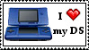 photo of an old blue nintendo ds with i heart my DS on the side