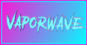 vaporwave logo in cyan font rotating on bisexual gradient background