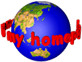 A retro 3d gif of the earth spinning with welcome to my homepage wrapping around
